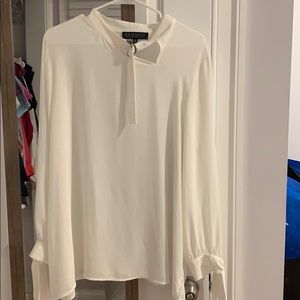 Eloquii White tie sleeve detail blouse